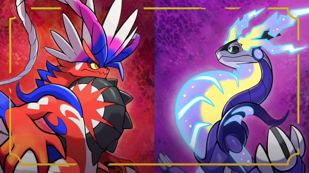 Koraidon and Miraidon artwork in Pokémon Scarlet and Violet