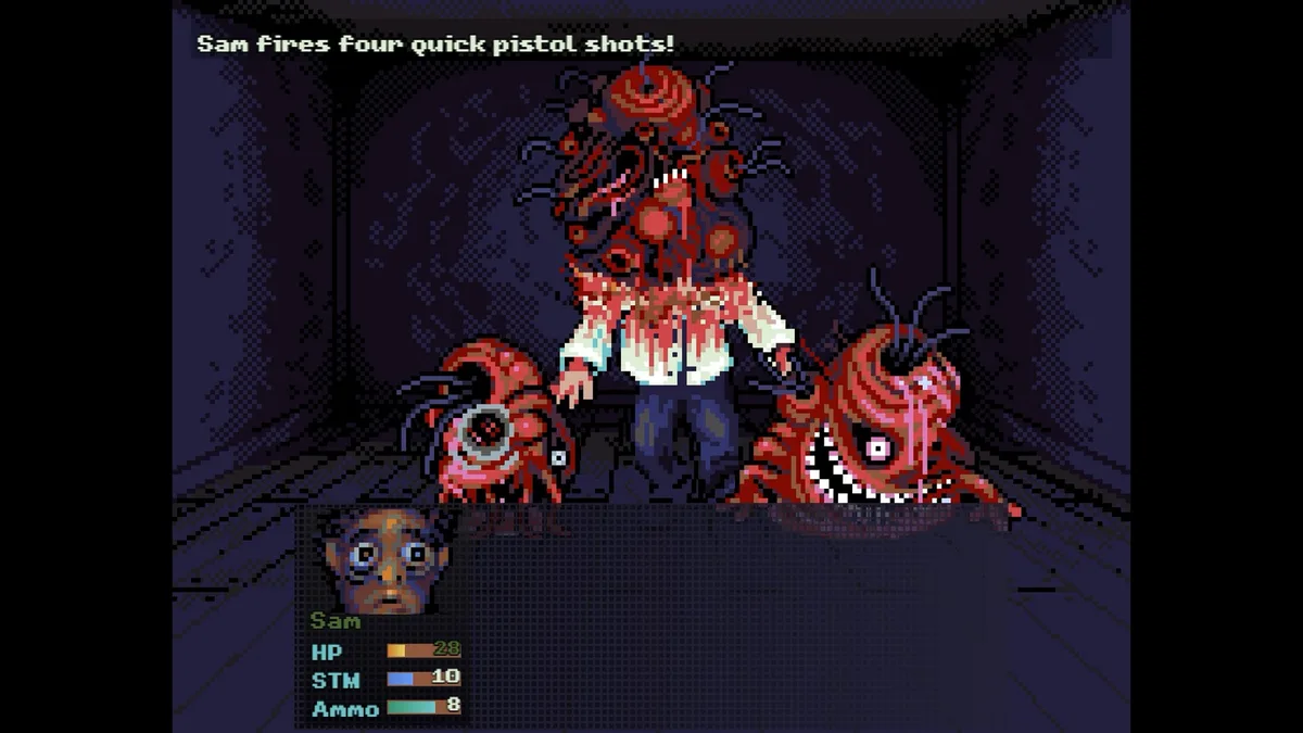 Look Outside survival horror RPG turn-based combat gameplay screenshot