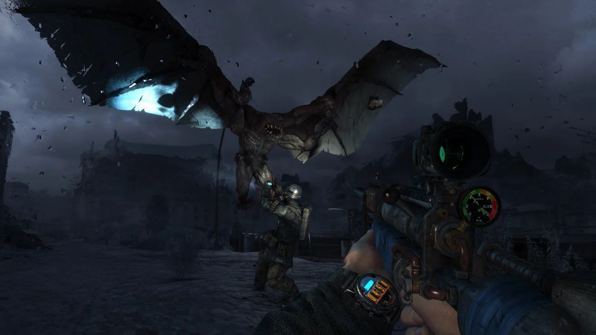 Artyom and Spartan Rangers inside the Moscow Metro tunnels with upgraded lighting in the Metro Redux Next-Gen Update