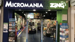 Storefront of a Micromania-Zing video game and pop culture retail shop in France
