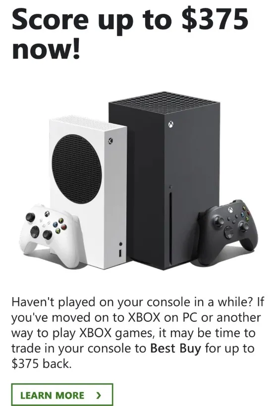 Xbox Best Buy trade-in email