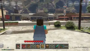 Minecraft inside GTA 5 on iPhone mod with Ender Dragon and Elytra
