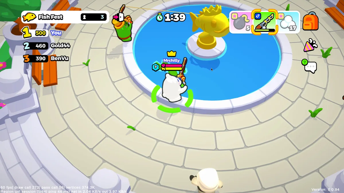 Mini Bash Fish Fest gameplay at the Fishing Fountain with BenVu and Mrchilly on Steam