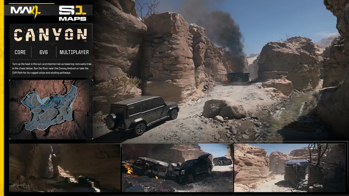 Canyon 6v6 Multiplayer map in Call of Duty Modern Warfare 4 Season 1