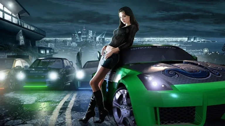 Rachel Teller and her Nissan 350Z in Need for Speed: Underground 2 running in a web browser via WebGPU