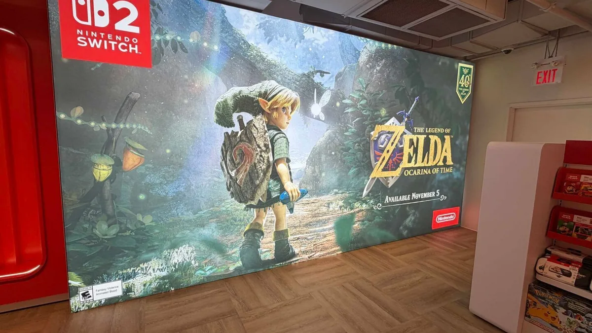 Zelda Ocarina of Time 40th Anniversary wall mural Nintendo Store Toronto