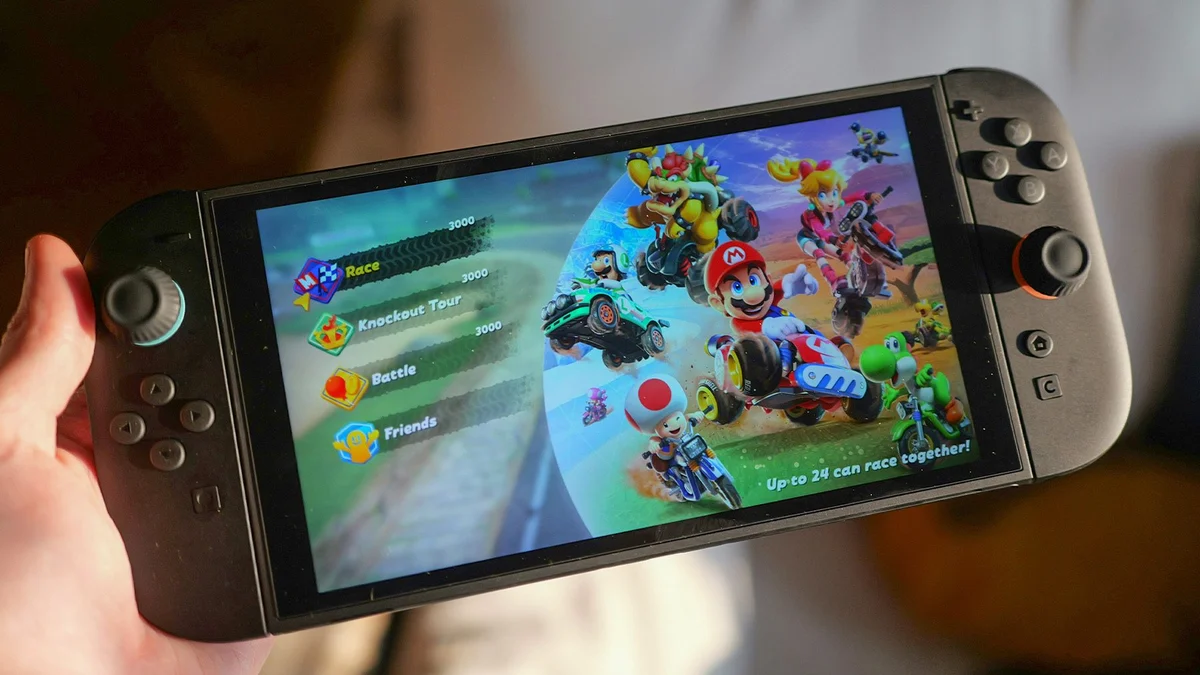 Nintendo Switch 2 7.9-inch LCD screen tested during the OSM-CPU-01 hardware revision teardown
