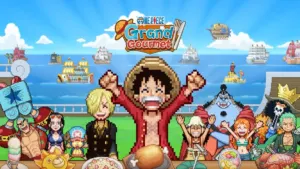 Straw Hat Crew in pixel art aboard Baratie Number Two in ONE PIECE: Grand Gourmet