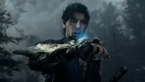 Musashi Miyamoto wielding the Oni Gauntlet in Capcom's Onimusha: Way of the Sword