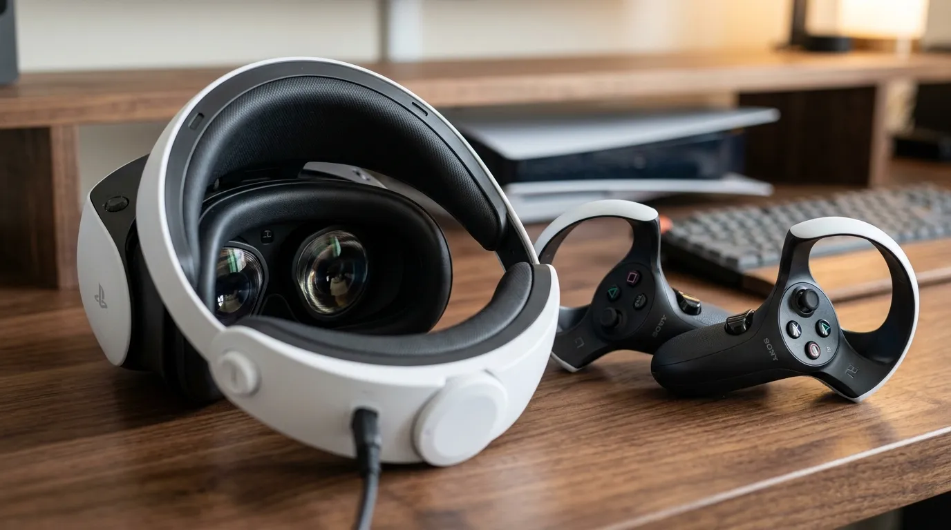 PlayStation VR2 headset and Sense controllers