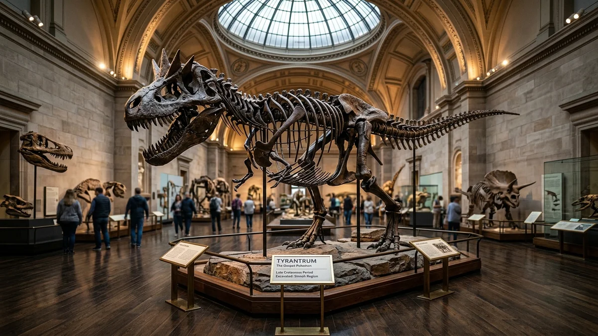 Tyrantrum fossil skeleton replica at the Pokemon Fossil Museum