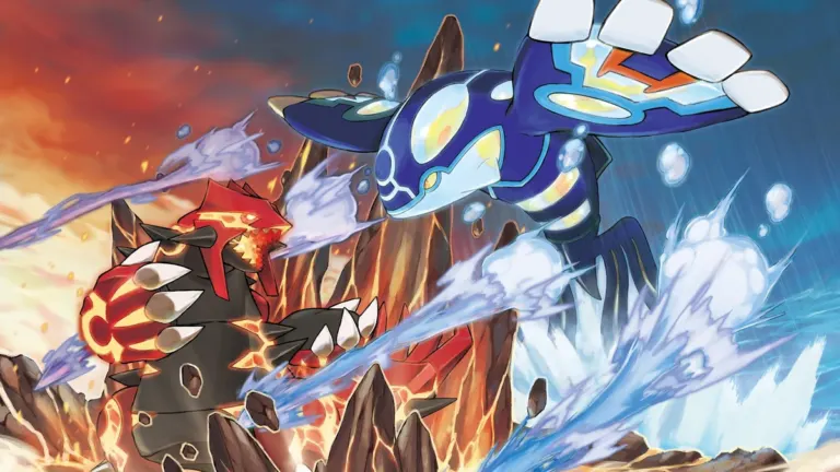 Official Pokemon Ruby and Sapphire artwork featuring Groudon and Kyogre