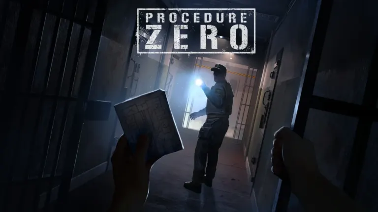 Official key art of PROCEDURE ZERO first-person prison stealth game by Delanivo Games