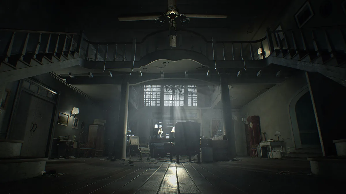First-person exploration inside the Baker house in Resident Evil 7 Biohazard