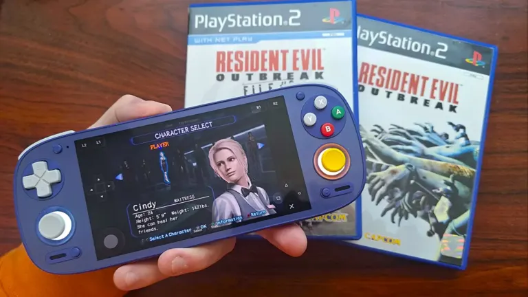 Resident Evil Outbreak PS2 web browser port running with Cindy Lennox character screen