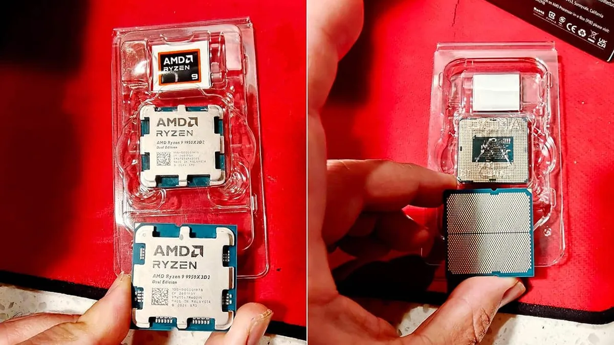 AMD Ryzen 9 9950X3D2 Amazon scam with Intel PCB underneath