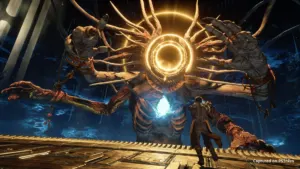 Saros on PS5 boss fight against the Overlords of Carcosa co-developed by Housemarque and Nixxes
