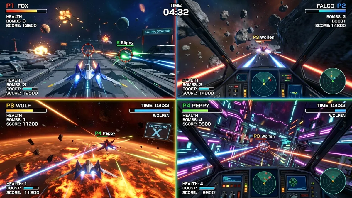 Star Fox Switch 2 split screen