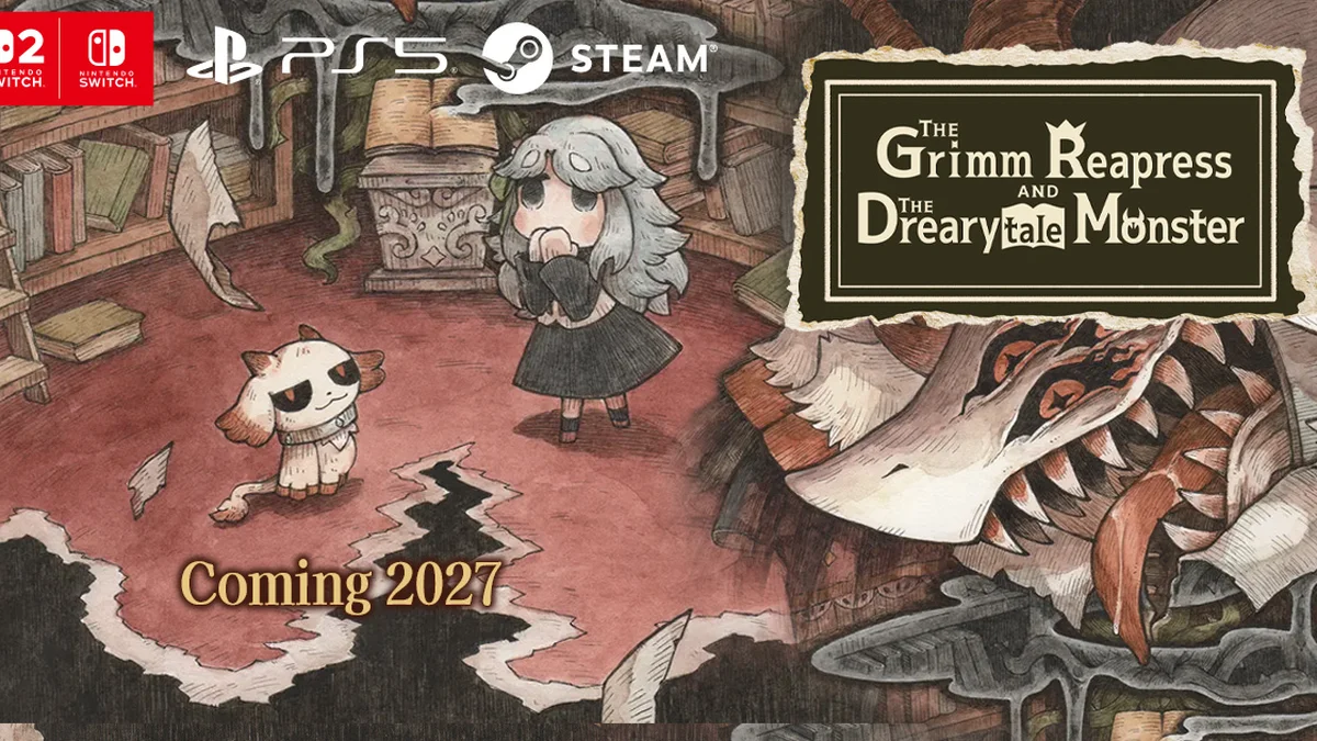The Grimm Reapress and the Drearytale Monster Mono and Mar key art on Switch 2 PS5 and PC