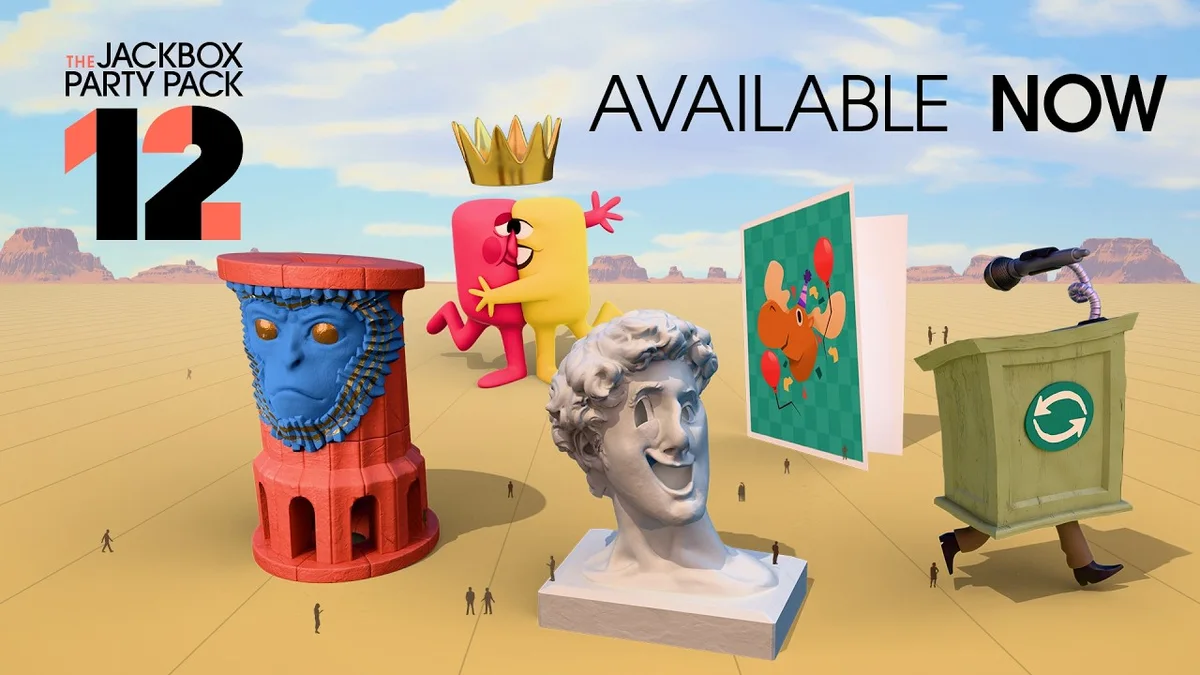 The Jackbox Party Pack 12 official key art featuring all 5 new party games