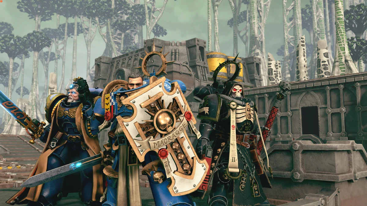 Ultramarines Lieutenant Simus and Chaplain Macerno in Warhammer 40,000: Battlesector Courage and Catastrophe for Warhammer Day 2026