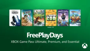 Official Xbox Free Play Days October 22-25, 2026 banner featuring Dying Light 2, Riders Republic, and Tropico 6