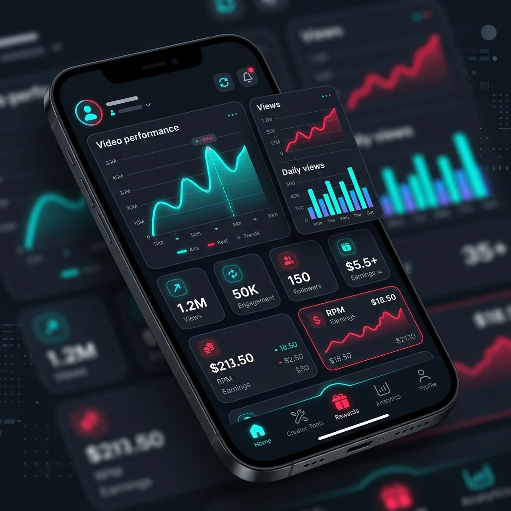 TikTok Creator Rewards Program analytics dashboard