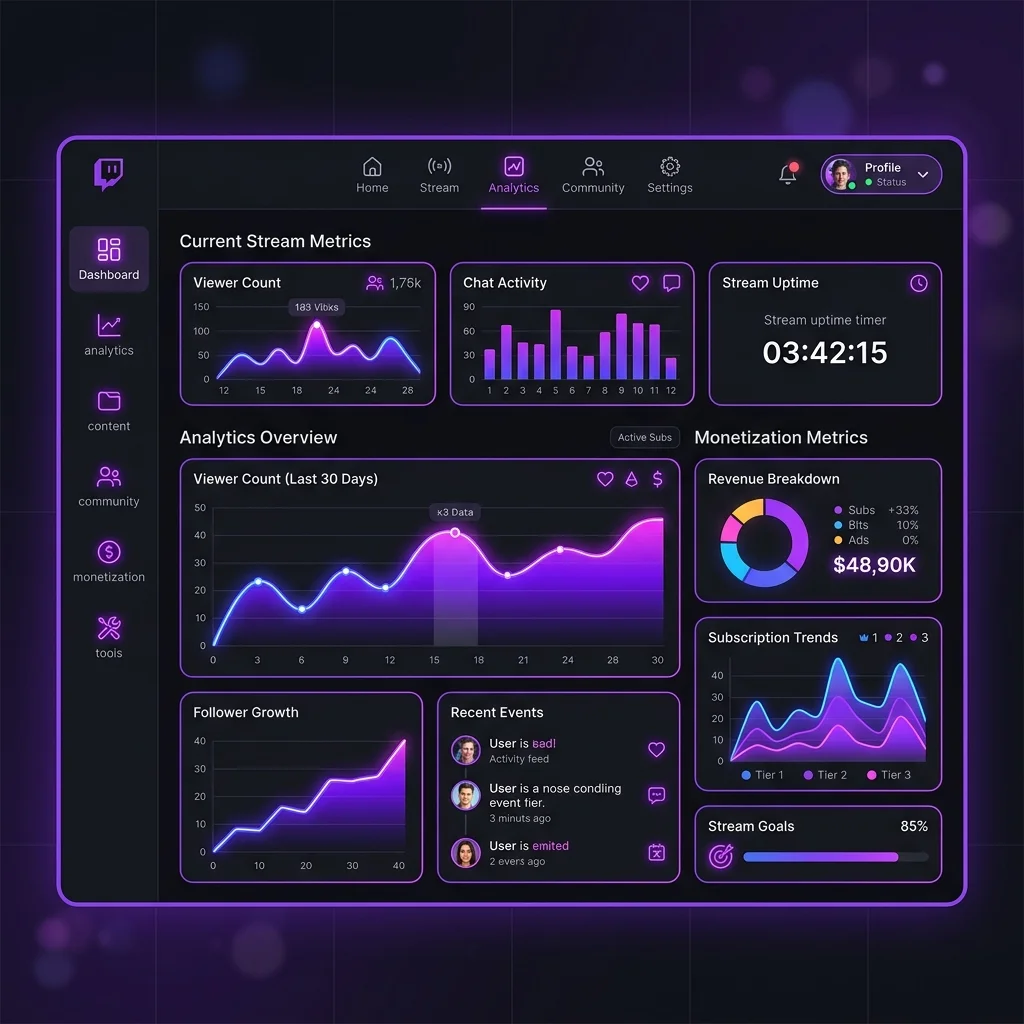 Twitch Creator Dashboard monetization overview