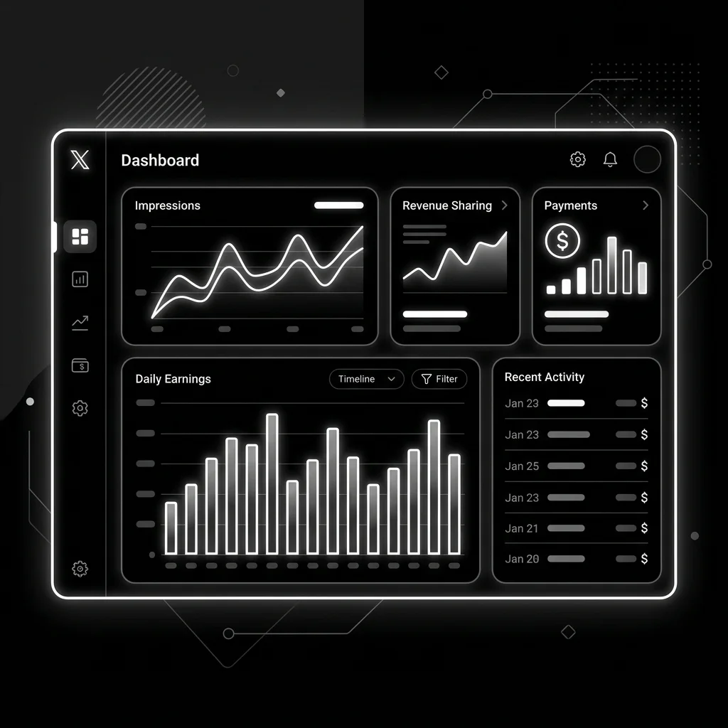 X Twitter monetization settings and analytics interface